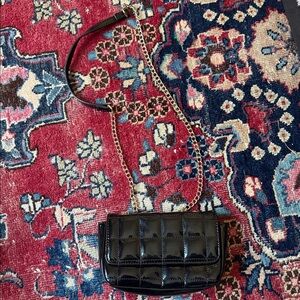 Forever 21 Black Patent Quilted Crossbody Bag